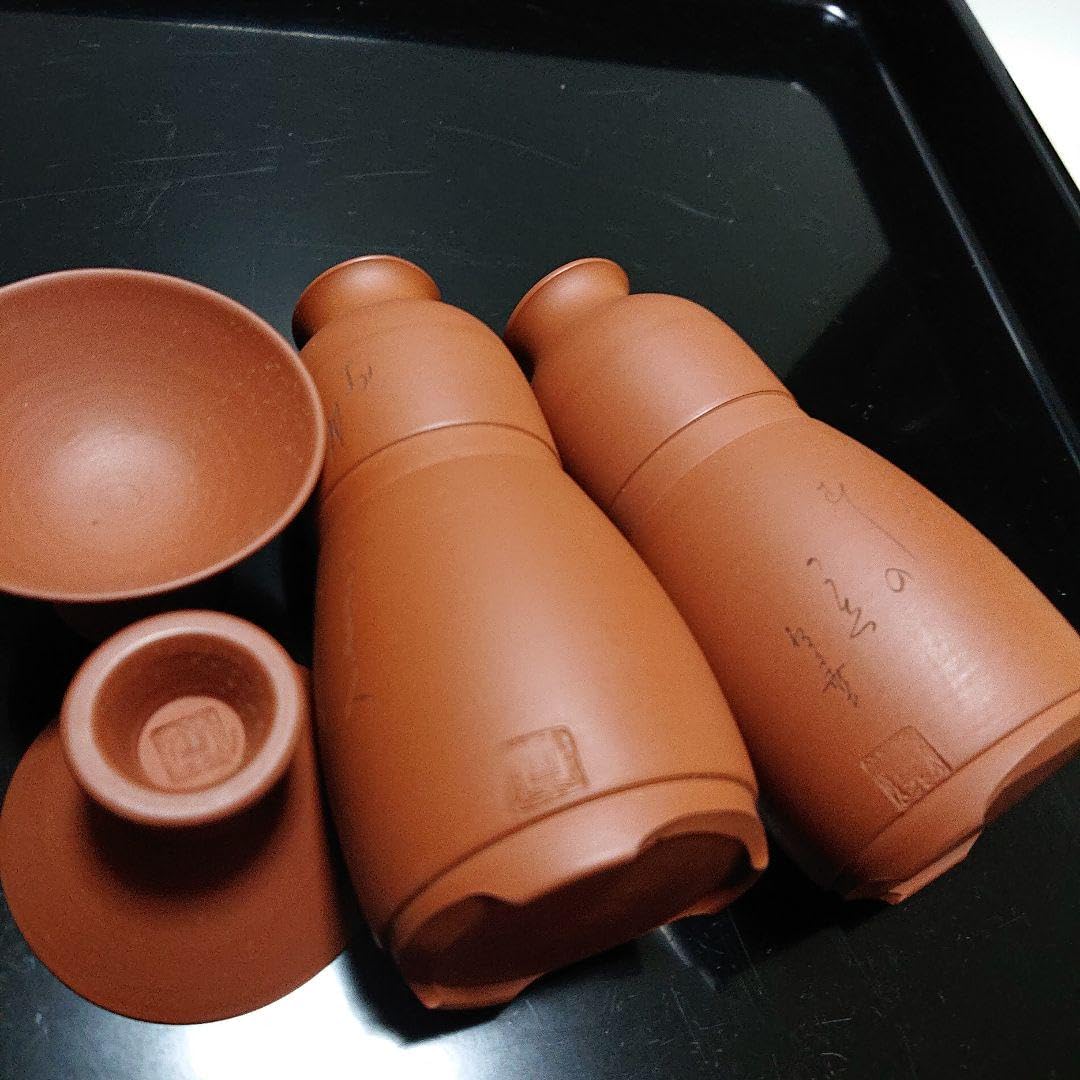 陶元しるす 陶元造 常滑焼朱泥 湯呑 陶器 常滑焼 朱泥 : 共布 共箱 器楽庵